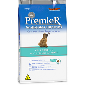 Premier Adultos Ambientes Internos Frango e Salmão - 2,5 kg